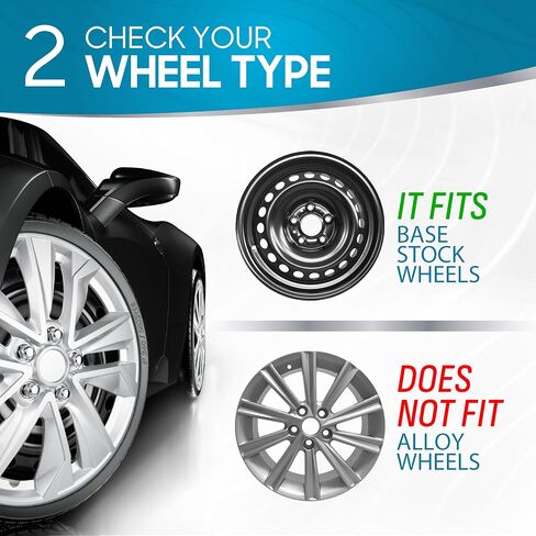 مجموعة Hubcaps 16 بوصة من 4-أغلفة حافة العجلة Snap-on Wheel Presaction-غلاف عالمي للسيارات للشاحنات والشاحنات وسيارات الدفع الرباعي وشاحنات ABS سوداء وفضية ذات 10 مباري in Saudi Arabia