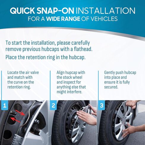 مجموعة Hubcaps 16 بوصة من 4-أغلفة حافة العجلة Snap-on Wheel Presaction-غلاف عالمي للسيارات للشاحنات والشاحنات وسيارات الدفع الرباعي وشاحنات ABS سوداء وفضية ذات 10 مباري in Saudi Arabia