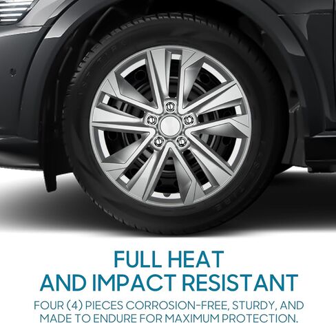 مجموعة Hubcaps 16 بوصة من 4-أغلفة حافة العجلة Snap-on Wheel Presaction-غلاف عالمي للسيارات للشاحنات والشاحنات وسيارات الدفع الرباعي وشاحنات ABS سوداء وفضية ذات 10 مباري in Saudi Arabia