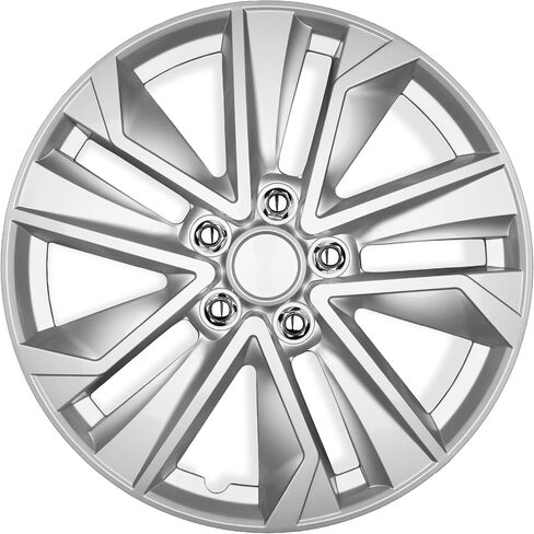 مجموعة Hubcaps 16 بوصة من 4-أغلفة حافة العجلة Snap-on Wheel Presaction-غلاف عالمي للسيارات للشاحنات والشاحنات وسيارات الدفع الرباعي وشاحنات ABS سوداء وفضية ذات 10 مباري in Saudi Arabia