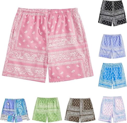 Boys Boho Paisley Print Shorts High Waisted Drawstring Summer Beach Shorts With Pockets Youth Cool Bandana Short in Saudi Arabia