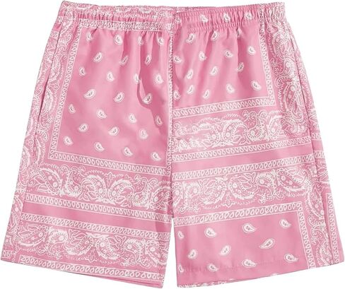 Boys Boho Paisley Print Shorts High Waisted Drawstring Summer Beach Shorts With Pockets Youth Cool Bandana Short in Saudi Arabia