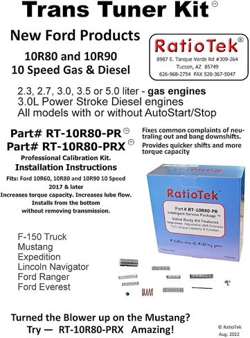 10R80 10R90 2017-Up RatioTek Transmission Valve Body Kit, RT-10R80-PR; Compatible with Ford in Saudi Arabia