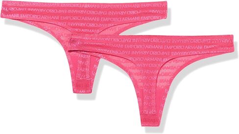 Emporio Armani Women's All Over Logo Mesh 2-Pack Thong in Saudi Arabia