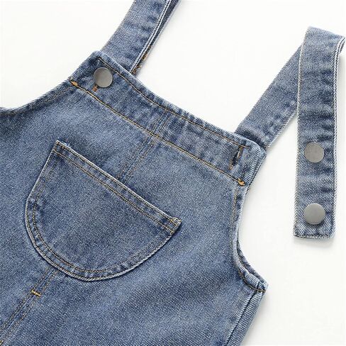 Children's Denim Overalls Cute Suspender Pants, Elastic Waistband with Drawcord, Stylish & Comfortable Toddler Outfits in Saudi Arabia