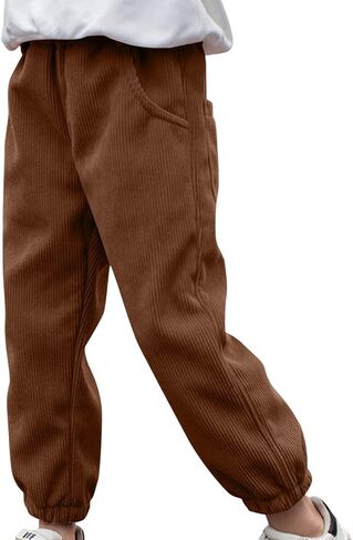 Toddler Boys Corduroy Pants Cargo Sweatpants Solid Elastic Waist Casual Long Trousers Sports Pockets Pants in Saudi Arabia