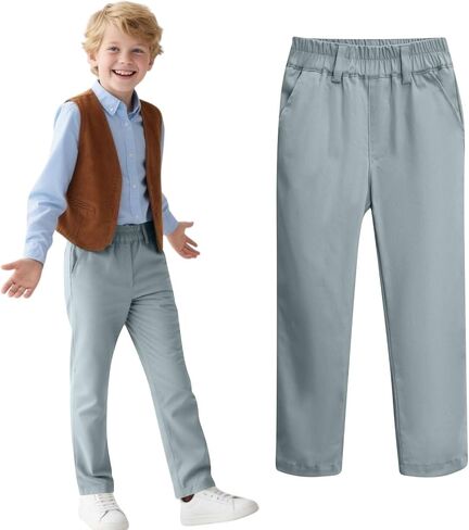 Cargo Pants Boys Childrens Sports Stretch Elastic Waist School Kids Twill Joggers Comfy Cargo Trousers in Saudi Arabia