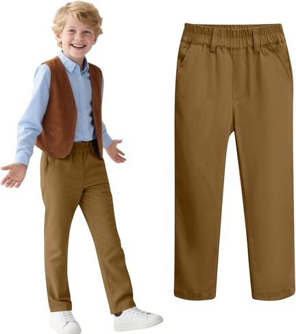 Cargo Pants Boys Childrens Sports Stretch Elastic Waist School Kids Twill Joggers Comfy Cargo Trousers in Saudi Arabia