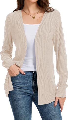 Women's Open Front Long Sleeve Cardigan Sweaters Business Casual Lightweight Outerwear Coats Fall Fashion Clothes in Kuwait