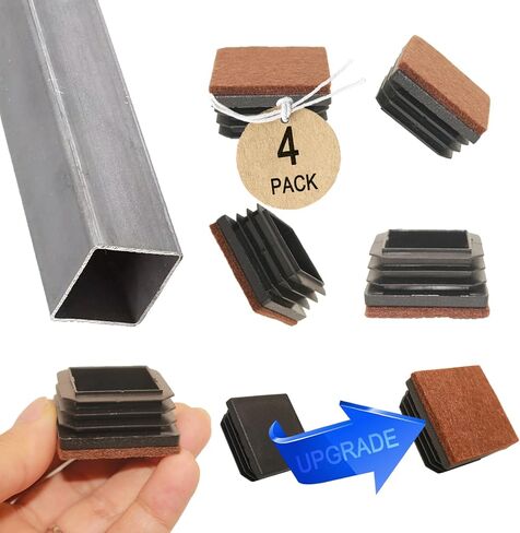 2" (50.48 mm) Square Plastic Hole Plugs with Felt Pad, End Caps for Metal Tubing, Inserts, Hardware Plugs, Furniture Feet Protectors Slide Smoothly Glide No Scratches No Noise Protect Hardwood Floors in Saudi Arabia