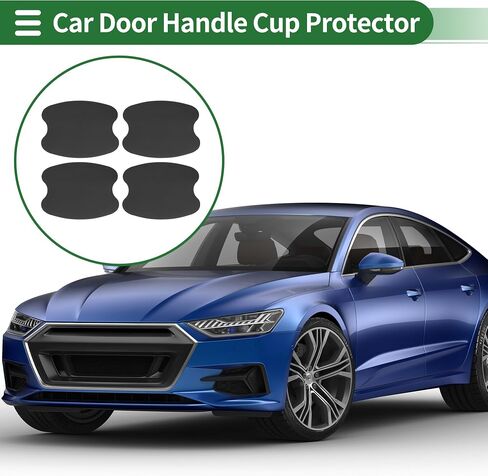 Motoforti Car Door Handle Cup Protector Door Handle Scratches Protective Films 2.67"x3.34" Anti-Scratches PVC Black 4 Pcs in Saudi Arabia
