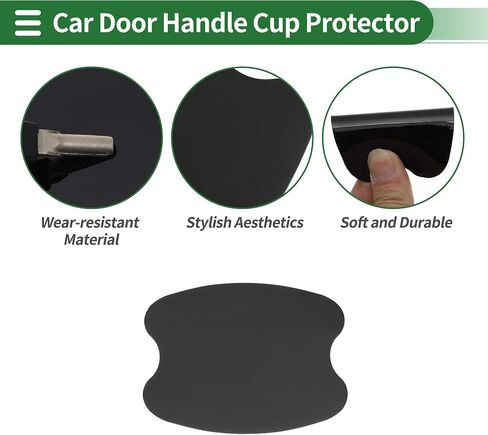 Motoforti Car Door Handle Cup Protector Door Handle Scratches Protective Films 2.67"x3.34" Anti-Scratches PVC Black 4 Pcs in Saudi Arabia