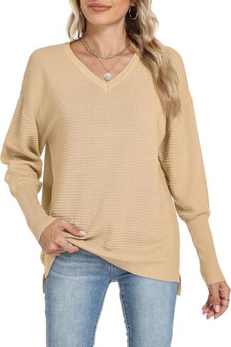 Motarto Women's Knit Sweater Casual Thin Long Sleeve Pullover V Neck Lightweight Sweatshirts Classic-Fit Tops for Spring Fall in Saudi Arabia