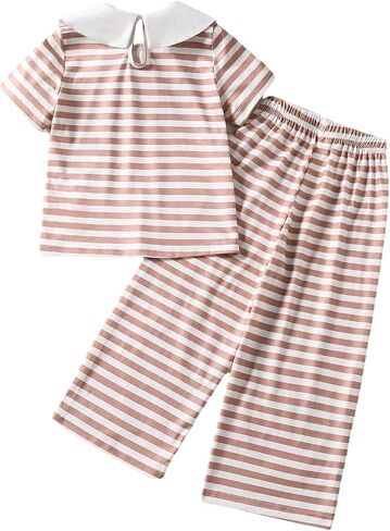 Soly Hux Toddler Girl's Summer Summer Outfits لطيف مخطط مخطط قصير الأكمام. in Kuwait