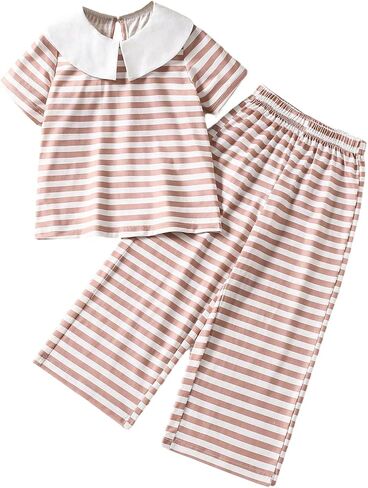 Soly Hux Toddler Girl's Summer Summer Outfits لطيف مخطط مخطط قصير الأكمام. in Kuwait