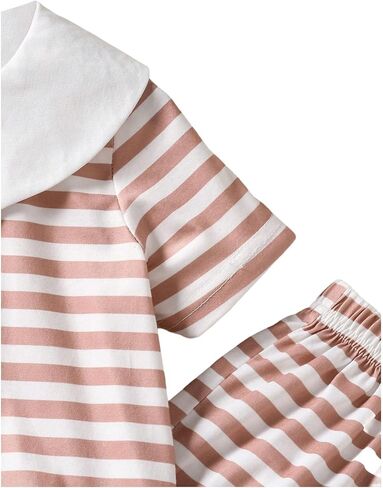 Soly Hux Toddler Girl's Summer Summer Outfits لطيف مخطط مخطط قصير الأكمام. in Kuwait