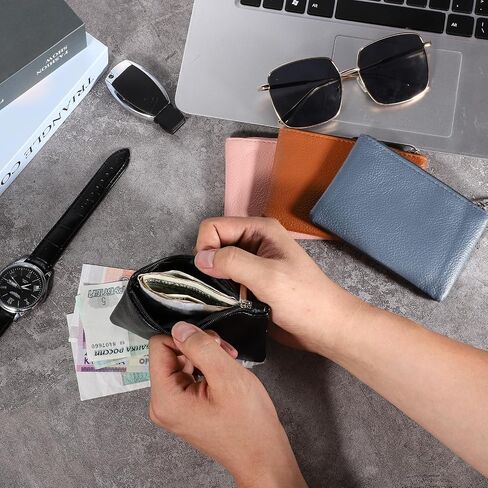 4 حزمة من محفظة عملة السوستة الجلدية ، محفظة محفظة عملة معدنية محفظة ببور كوينز كوينز كوينز بوش الحامل. in Kuwait