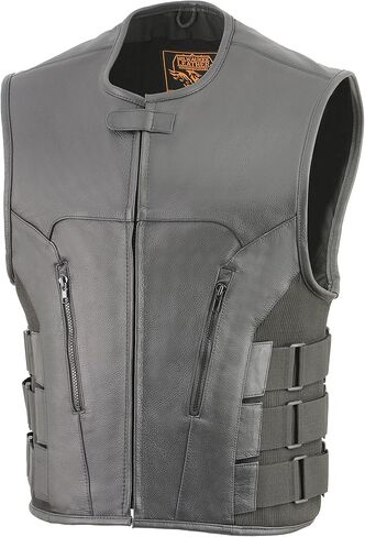 Milwaukee Leather Men's Bullet Proof Look Swat Vest w/Single Panel Back & Dual Inside Gun Pockets MLM3500 in Saudi Arabia