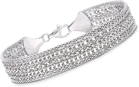 Ross-Simons Italian Sterling Silver Popcorn-Chain and Curb-Link Bracelet in Saudi Arabia