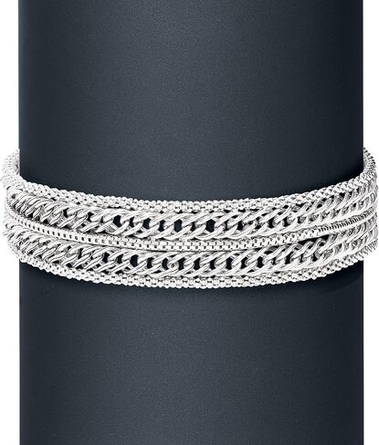 Ross-Simons Italian Sterling Silver Popcorn-Chain and Curb-Link Bracelet in Saudi Arabia