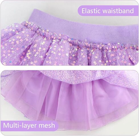 Xiaomosha Girls Sequin tutu تنورات مرنة الخصر الرقص الرقص الصغير فتاة عيد ميلاد حفلة الأميرة للأطفال من 3 إلى 10 سنوات in Kuwait