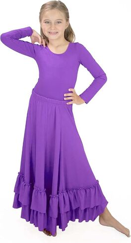 Basic Moves Girls 8 Panel Flamenco Double Ruffle Skirt in Saudi Arabia