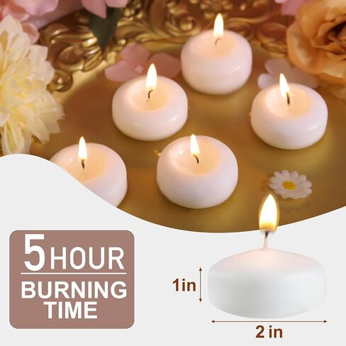 48 Pack White Floating Candles 3 inch Unscented Floating Candles for Centerpieces-10 Hours Long Burn Time-3" Floating Candle Bulk for Wedding Cylinder Vases in Saudi Arabia