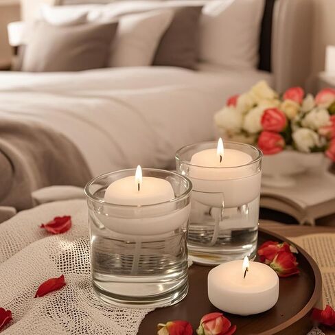 48 Pack White Floating Candles 3 inch Unscented Floating Candles for Centerpieces-10 Hours Long Burn Time-3" Floating Candle Bulk for Wedding Cylinder Vases in Saudi Arabia