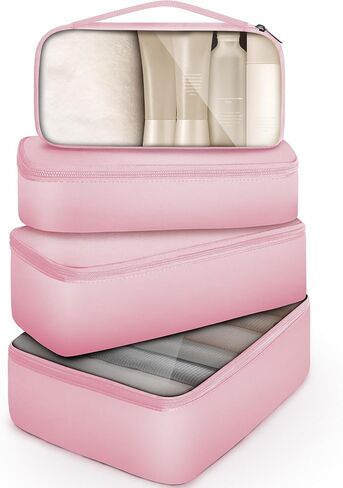 4 Set Packing Cubes, Suitcase Organizer Bags for Clothing, Toiletry, Shoe and Underwear, Durable Carry On Luggage Organizers with Zipper, Travel Essentials Accessories for Women and Men in Saudi Arabia