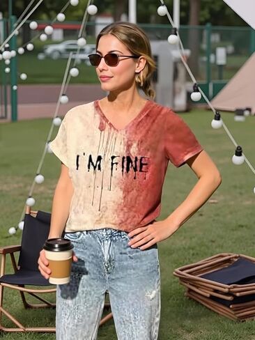 المرأة المضحكة حلقة حلت القميص الدموي - هالوين الدم بقعة الرسم - أزياء الرعب المخيف أعلى للحفلة in Kuwait