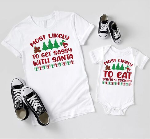 Most Likely to Christmas Custom Quotes Matching Shirt, Xmas Party Family Costumes, Winter Team Matching Tee, Crew Outfits in Saudi Arabia