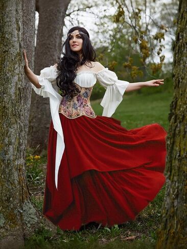 BITSEACOCO Women Renaissance Fairy Layered Dress Victorian Irish Costumes Halloween Cosplay Medieval Gothic Pirate Dresses in Saudi Arabia