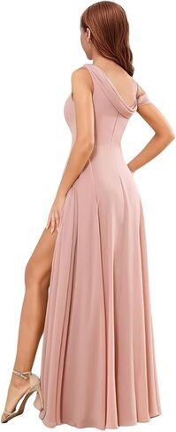 MRHUSH Junior Bridesmaid Dresses for Teen Girls Chiffon One Shoulder Flower Girl Dress for Wedding Long Party Gown with Slit in Saudi Arabia