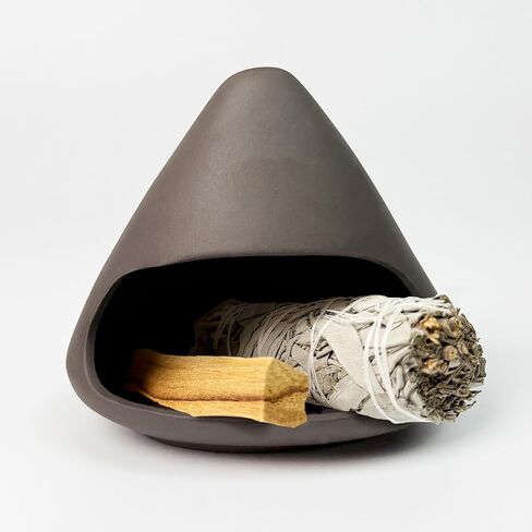 حامل البخور الطبيعية الطبيعية المصنوعة يدويًا بوتس مينيا للبخور للكيمياء ، والكوبال و Palo Santo-aromatherapy مع هدية فريدة من نوعها للقلق للنساء ، وأسلوب Zongzi ، الأسود in Kuwait