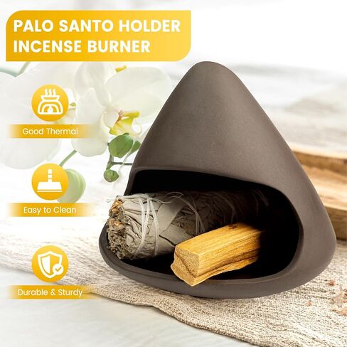 حامل البخور الطبيعية الطبيعية المصنوعة يدويًا بوتس مينيا للبخور للكيمياء ، والكوبال و Palo Santo-aromatherapy مع هدية فريدة من نوعها للقلق للنساء ، وأسلوب Zongzi ، الأسود in Kuwait