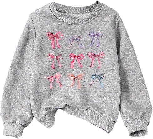 Gorglitter Girl's Cute Bow Sweatshirt Graphic Crewneck Long Sleeve Pullover Tops Size 8-12y in Kuwait