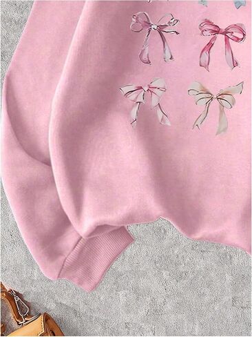 Gorglitter Girl's Cute Bow Sweatshirt Graphic Crewneck Long Sleeve Pullover Tops Size 8-12y in Kuwait