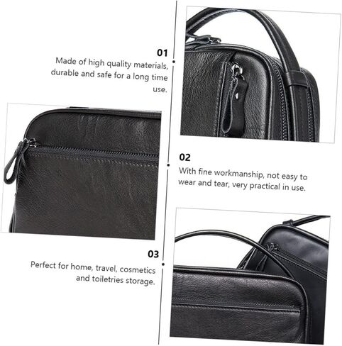 Men's Business Handbag Large Capacity Travel Pouch Satchel Bag for Toiletries Classic Leather Purse in Kuwait