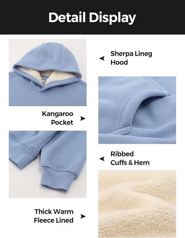 NOOMELLFISH GIRLS WARKE SHERPA مبطن Hoodie Kids Winter Pullover Sweetshirt (5-12 سنة) in Saudi Arabia