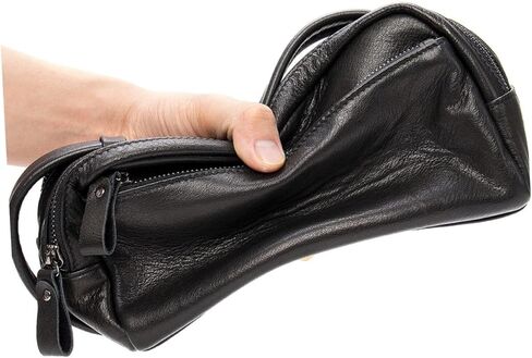 Men's Business Handbag Large Capacity Travel Pouch Satchel Bag for Toiletries Classic Leather Purse in Kuwait