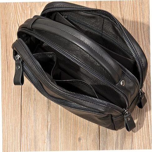 Men's Business Handbag Large Capacity Travel Pouch Satchel Bag for Toiletries Classic Leather Purse in Kuwait