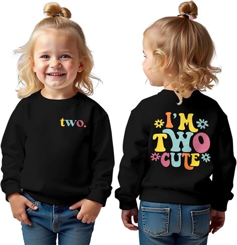 CM C&M WODRO 2nd Birthday Outfit Toddler Baby Girl I'm Two Cute Sweatshirt 2 Years Old Birthday Shirt Long Sleeve Party Tops in Saudi Arabia