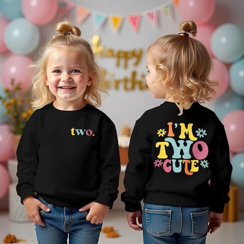 CM C&M WODRO 2nd Birthday Outfit Toddler Baby Girl I'm Two Cute Sweatshirt 2 Years Old Birthday Shirt Long Sleeve Party Tops in Saudi Arabia