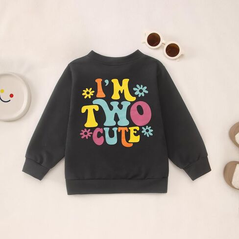 CM C&M WODRO 2nd Birthday Outfit Toddler Baby Girl I'm Two Cute Sweatshirt 2 Years Old Birthday Shirt Long Sleeve Party Tops in Saudi Arabia