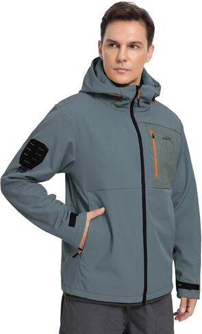 GEMYSE Men's Lightweight Rain Jacket Waterproof Raincoat Hooded Softshell Windbreaker for Outdoor Hiking Travel in Saudi Arabia