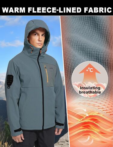 GEMYSE Men's Lightweight Rain Jacket Waterproof Raincoat Hooded Softshell Windbreaker for Outdoor Hiking Travel in Saudi Arabia