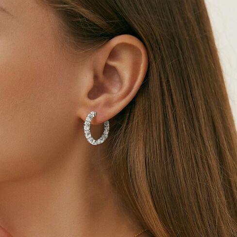 Moissanite Hoop Earrings, 5.4cttw D Color 3x5mm Oval Cut Moissanite 925 Sterling Silver Earrings for Women Wedding Birthday Christmas Jewerly Gifts in Saudi Arabia
