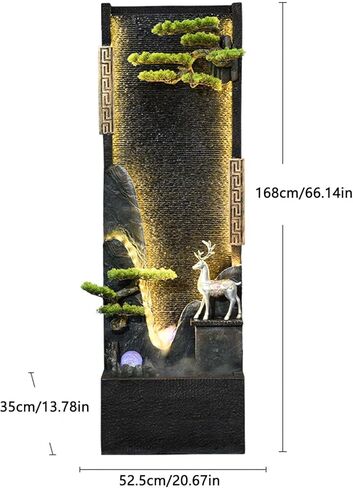 Decor Chinese-Style Circulating Water Curtain Wall Fountain with Artificial Mountain and Flowing Water, Floor-Standing Decorative Ornament, Suitable for Living Room or Office for Entryway in Saudi Arabia