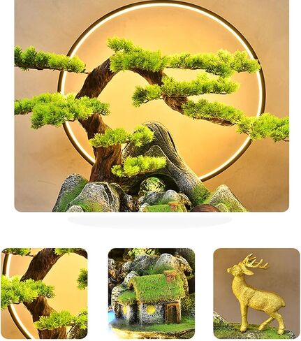Decor Outdoor Water Fountains, Garden Water Fountain Outdoor with LED Light and Simulated Pine Tree, for Courtyard, Park, Indoor and Outdoor Home Decor for Entryway(Medium) in Saudi Arabia