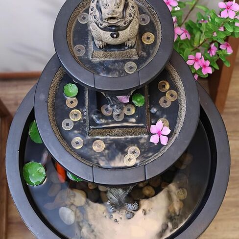 Decor Chinese Jar Shape Flowing Water Fountain, Balcony Circulating Water Fountain, Attracting Wealth Floor Ornaments, Suitable for Living Room, Entryway for Entryway in Saudi Arabia